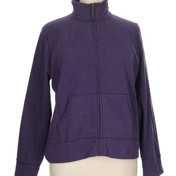 NWT L.L. Bean XLP Ultrasoft Sweats Jacket Full Zip Mock Neck Purple Petite NEW - Picture 4 of 7